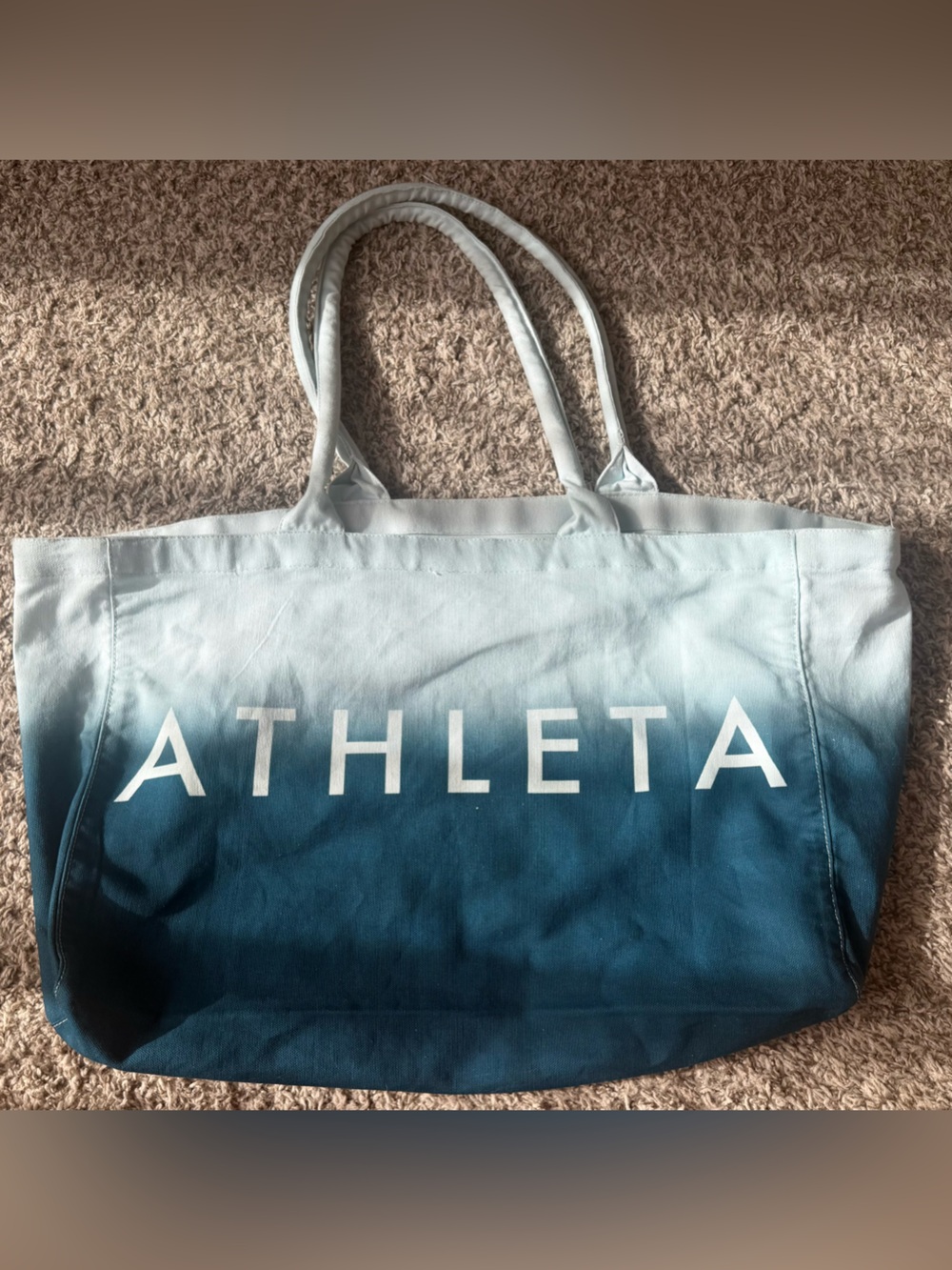 Athleta Light Blue Ombre Large Canvas Tote